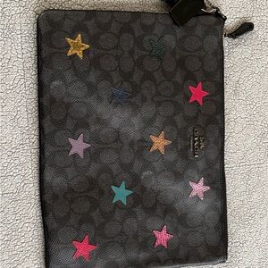 Coach Black Pouch with Multicolor Star Accents- NWOT
